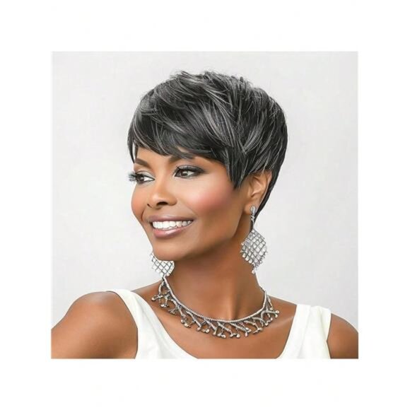 Short Curly Wigs Pixie Cut Wig Grey - Picture 1 of 8